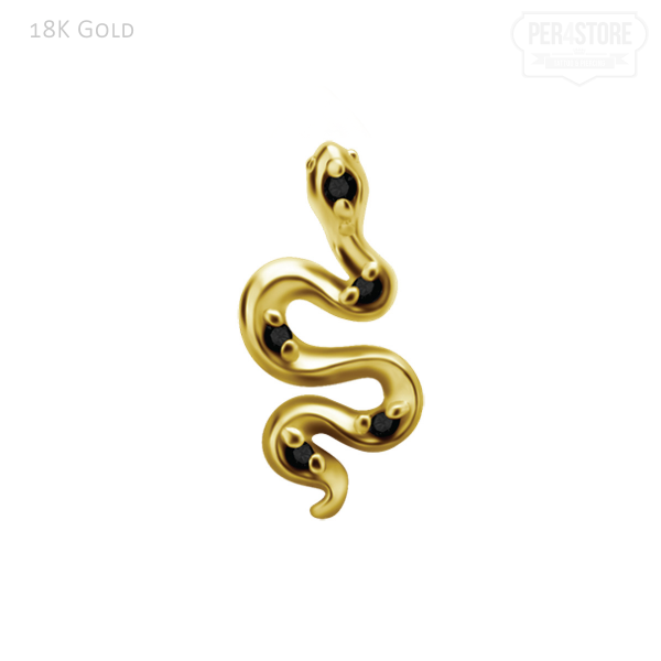 18K Gold Aufsatz Schlange w. Black Spinel