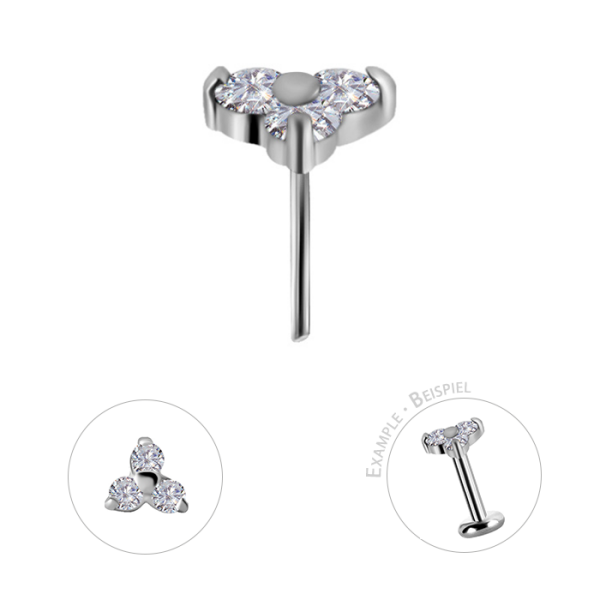 Titan mit 18K Weiss Push In Trinity Diamond