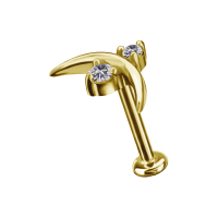 CoCr NF Push In Crescent Moon w Stones