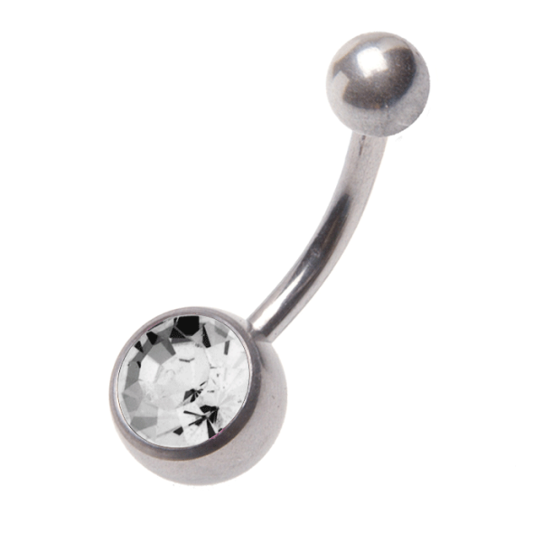 Titan Banana with Stone for Navel piercing. 1.6x10x5/8