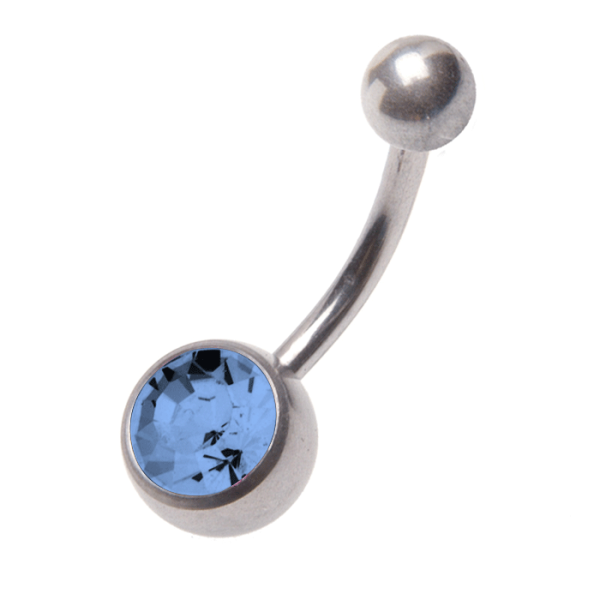 Titan Banana with Stone for Navel piercing. 1.6x10x5/8